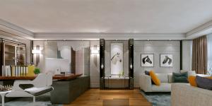 萬科大廈欣悅化妝品公司，白與黃的搭配，簡約、大氣！